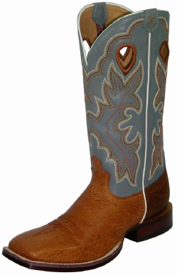 Twisted X MRSL013 for $229.99 Men's' Gold Buckle Western Boot with Brandy Smooth Ostrich Leather Foot and a New Wide Toe